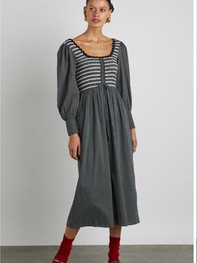 Damson Madder Hermione Shirred Midi Dress